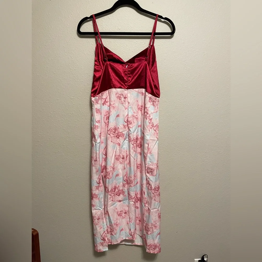 NWOT Shein Curve Rose Satin Dress - Picture 2 of 3